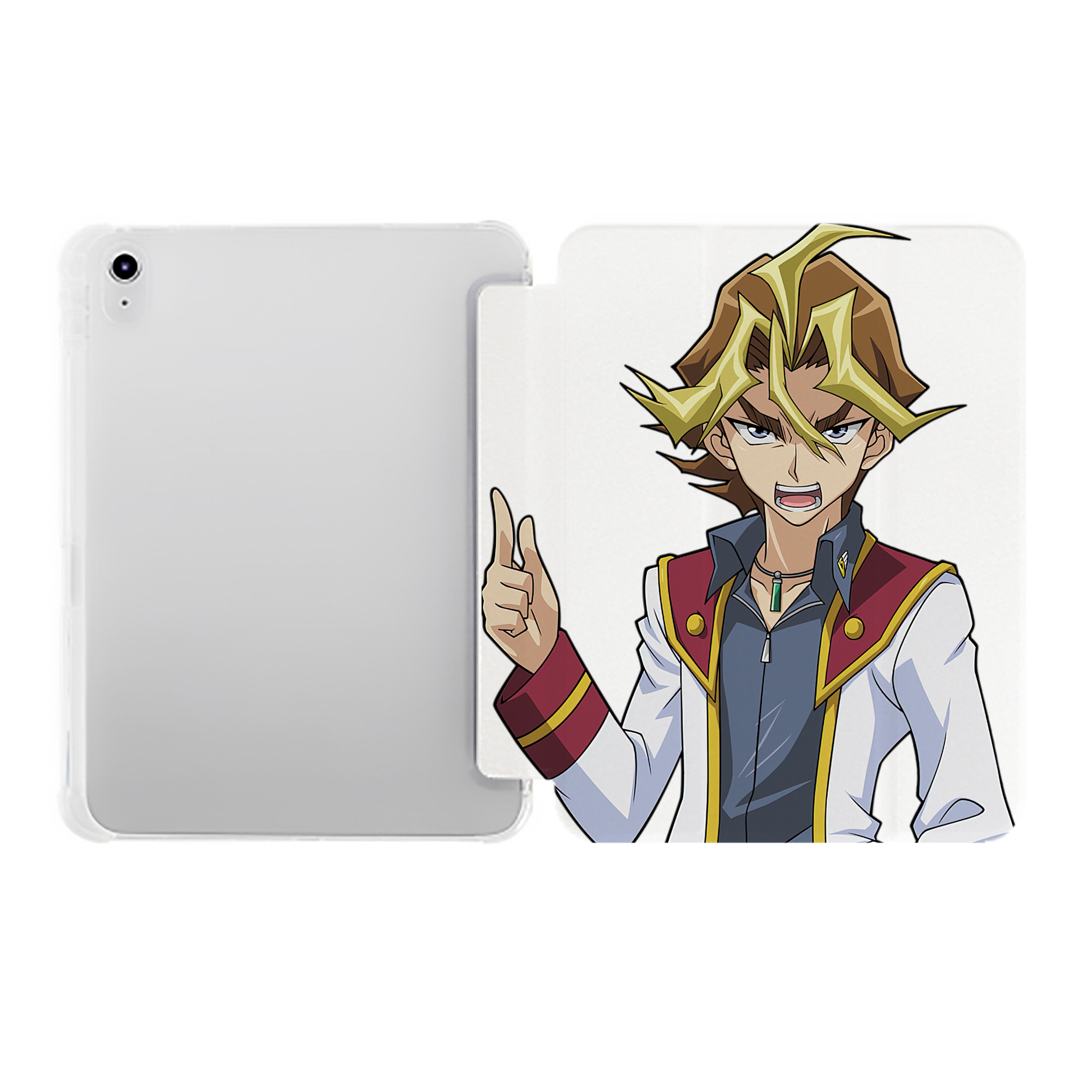 （画像用） 遊☆戯☆王 Yu-Gi-Oh! IPad ケース ペン収納付き 三つ折りスタンド PUレザー×シリコン 対応機種9.5/10.5/10.9インチ